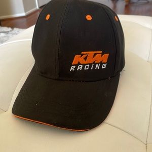 Curved bill hat, black and orange KTM motocross racing